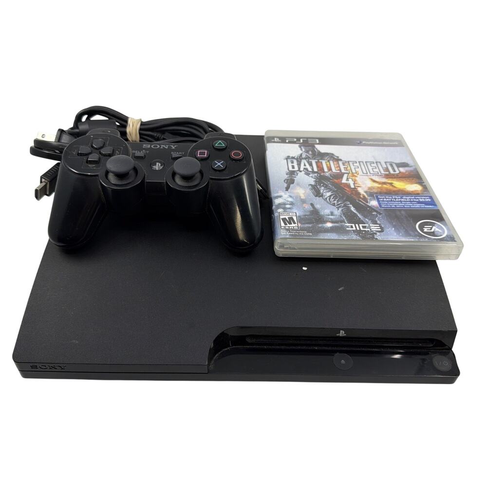 Sony PlayStation 3 Slim 320GB Black Console CECH-3001B w/ Dual Shock Controller